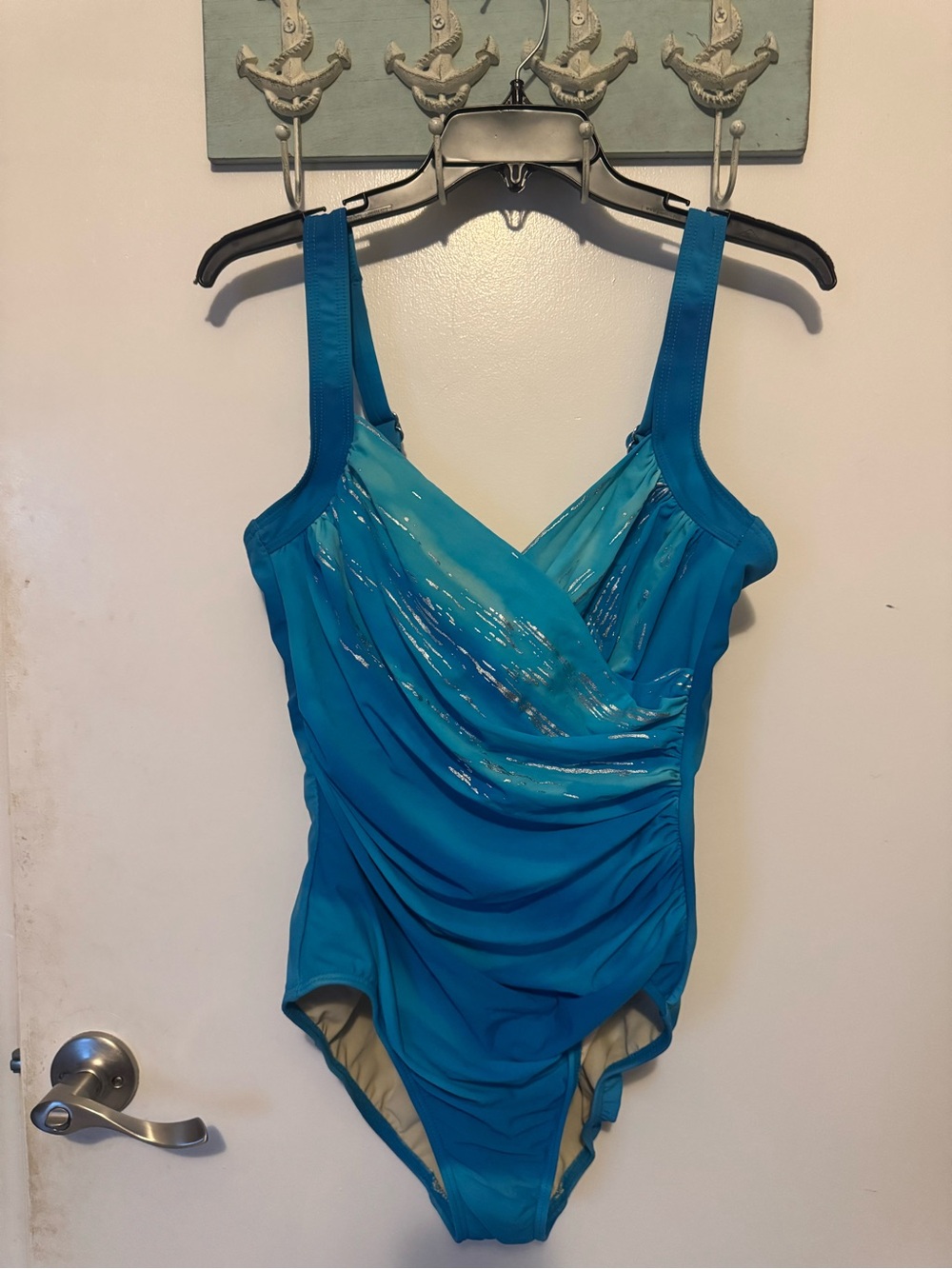 Miraclesuit Turquoise Blue Girls One-Piece Swimsuit with Shimmery Wrap Front